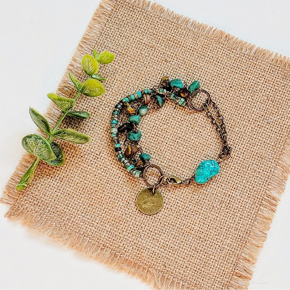 ARTISAN BRASS GEMSTONE BRACELET